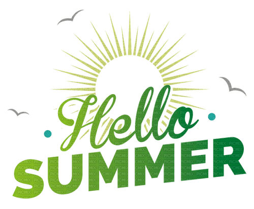Hello Summer.text.green.sun.Victoriabea - gratis png