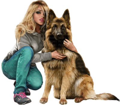 woman and dog - zadarmo png