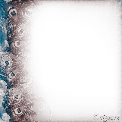 soave frame fantasy peacock feathers blue brown - PNG gratuit