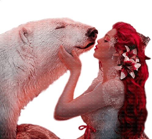 fantasy woman with bear by nataliplus - ücretsiz png