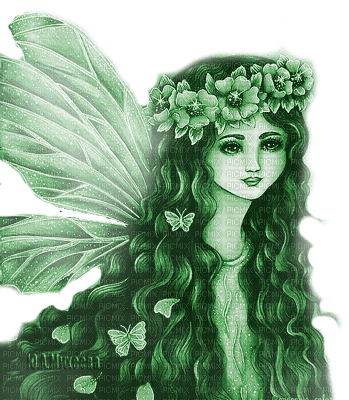 Y.A.M._Fantasy fairy green - ilmainen png