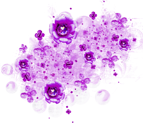 Flowers.Jewels.Bubbles.Glitter.Purple - zdarma png