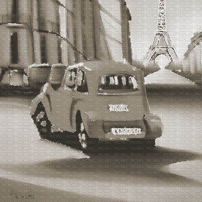 kikkapink vintage car animated paris background - Free animated GIF