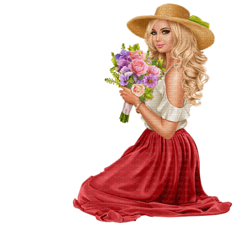 loly33 femme fleur - png gratis