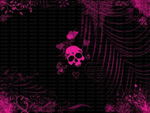 skull black pink background - PNG gratuit