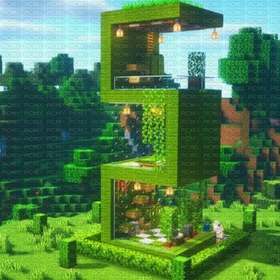 Green Minecraft Building - Free PNG