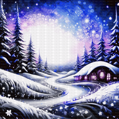 ♥❀❀❀❀ sm3 winter landscape blue gif - GIF animé gratuit