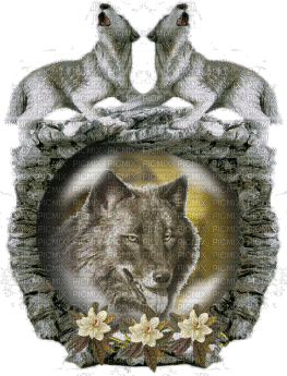 médaillon de trois loups - Бесплатни анимирани ГИФ