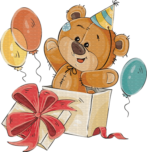 Teddy. Gift, balloons. Birthday. Love. Leila - ücretsiz png