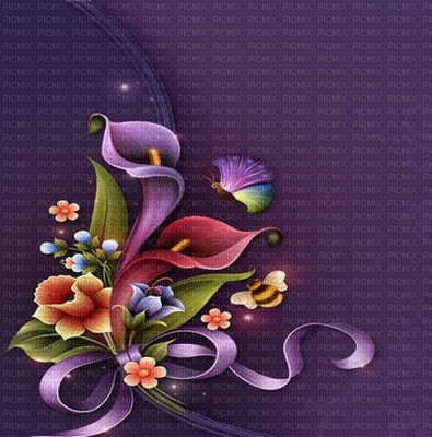 background-flowers-purple - zdarma png