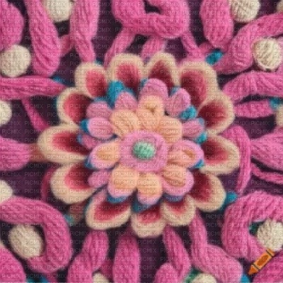 Pink Yarn Flower Background - png gratuito