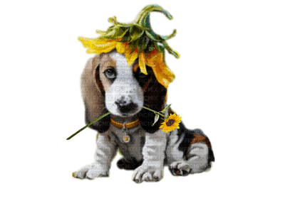 dog with flower bp - png gratis