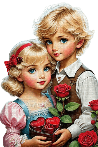 Girl  Boy Chocolate Rose Love - Bogusia - bezmaksas png