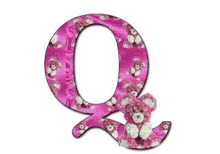 Kaz_Creations Alphabets Pink Teddy Letter Q - png gratuito