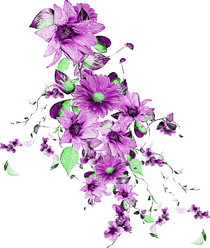 Animated Flowers.Purple.Green - By KittyKatLuv65 - Ilmainen animoitu GIF