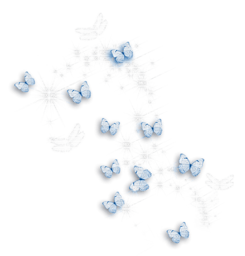 White blue butterflies overlay deco [Basilslament] - png ฟรี