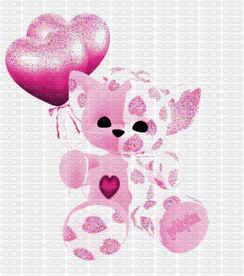 Pink Valentines day bear - Free animated GIF
