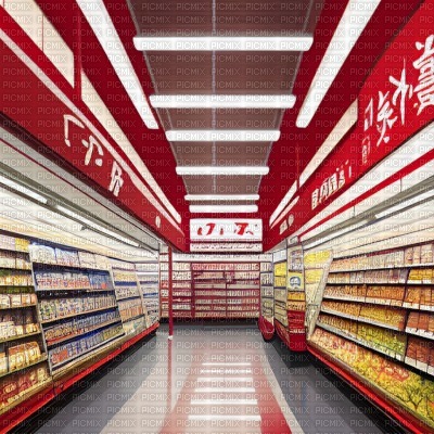 Red Japanese Supermarket - gratis png