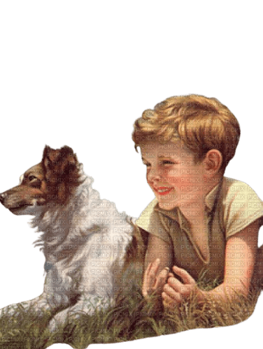 Child and dog - ücretsiz png
