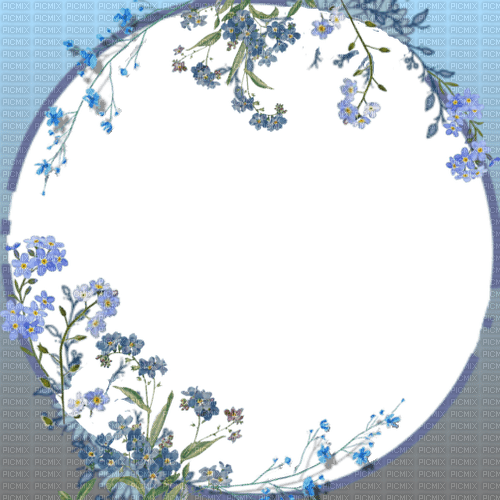 Frame.Round.Blue.Flowers.Victoriabea - PNG gratuit
