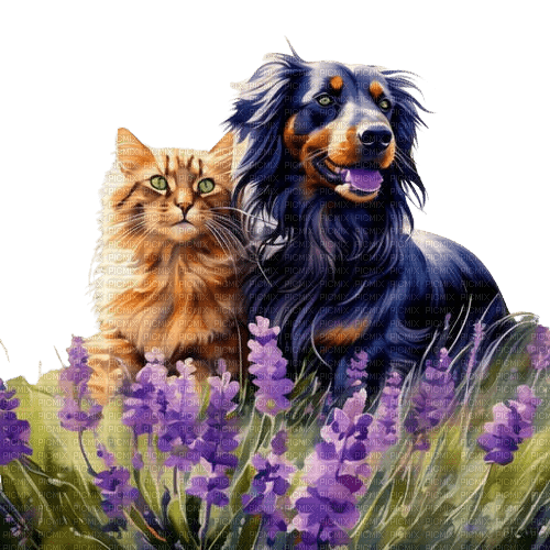 loly33 chien chat printemps - png gratis