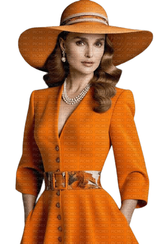 Женщина в оранжевой одежде - png gratuito