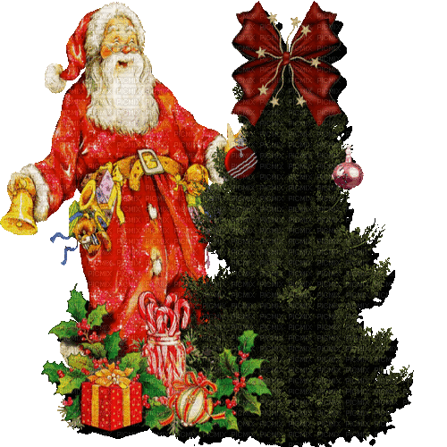 Weihnachtsmann, Tannenbaum - Bezmaksas animēts GIF