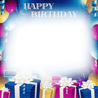 soave frame birthday gift box text balloon rainbow - kostenlos png