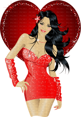 femme coeur rouge - ücretsiz png