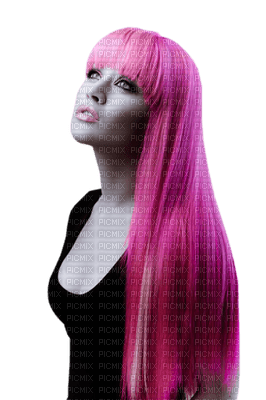 femme au cheveux rose.Cheyenne63 - zdarma png