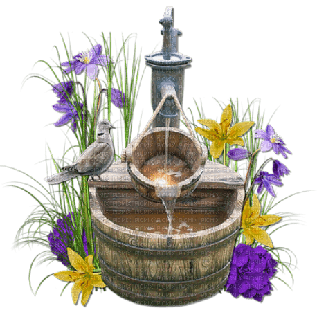 spring garden fountain Bb2 - bezmaksas png