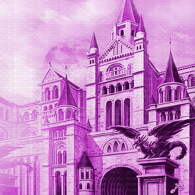 Y.A.M._Fantasy Castle background purple - PNG gratuit
