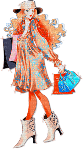 soave woman fashion shopping blue orange - gratis png