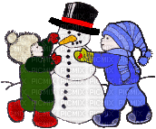 зима-дети - Безплатен анимиран GIF