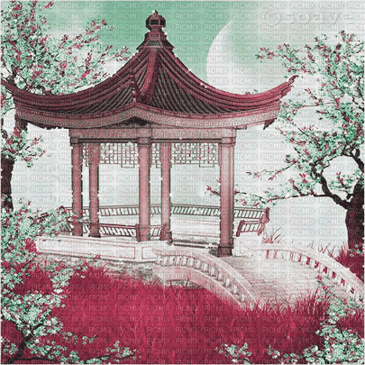 soave background oriental animated pink green - Nemokamas animacinis gif