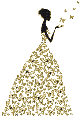 Glitter femme papillon or - Darmowy animowany GIF