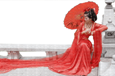 oriental woman umbrella bp - png grátis