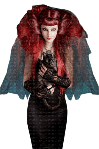 dolceluna gothic dark woman cat - бесплатно png