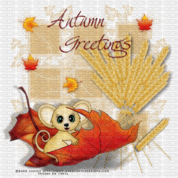 Autumn Greetings Mouse - Zdarma animovaný GIF