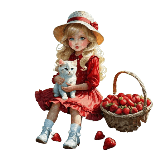 loly33 enfant chat fraise - безплатен png