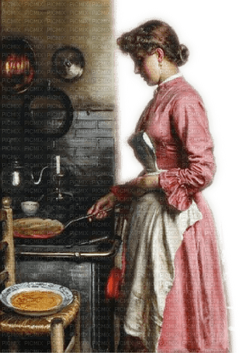 Rena Vintage Woman Mother Pfannkuchen kochen - фрее пнг