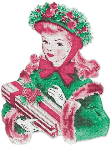 soave woman girl vintage winter christmas gift box - zdarma png