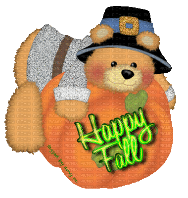 Happy Fall Bear - 無料のアニメーション GIF