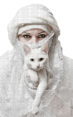 muslim woman with a cat - ücretsiz png