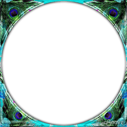 soave frame circle fantasy peacock feathers - PNG gratuit