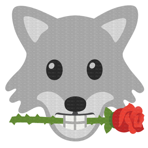 emojikitchen wolf holding rose - kostenlos png