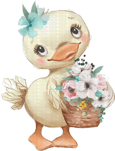 Kleine Ente mit Blumen - ingyenes png