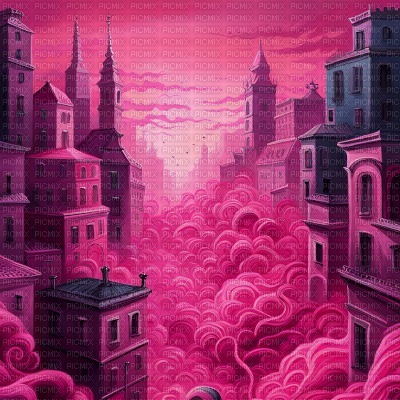 Pink Swirly Misty Town - безплатен png