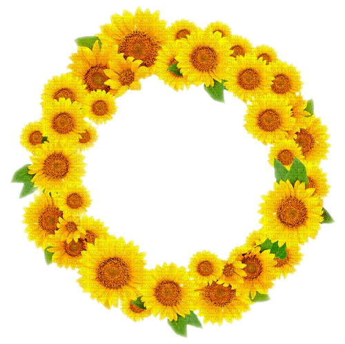 Sunflowers.Frame.Yellow - By KittyKatLuv65 - besplatni png