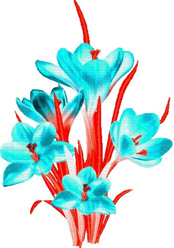 Animated.Flowers.Blue.Red - By KittyKatLuv65 - Ilmainen animoitu GIF